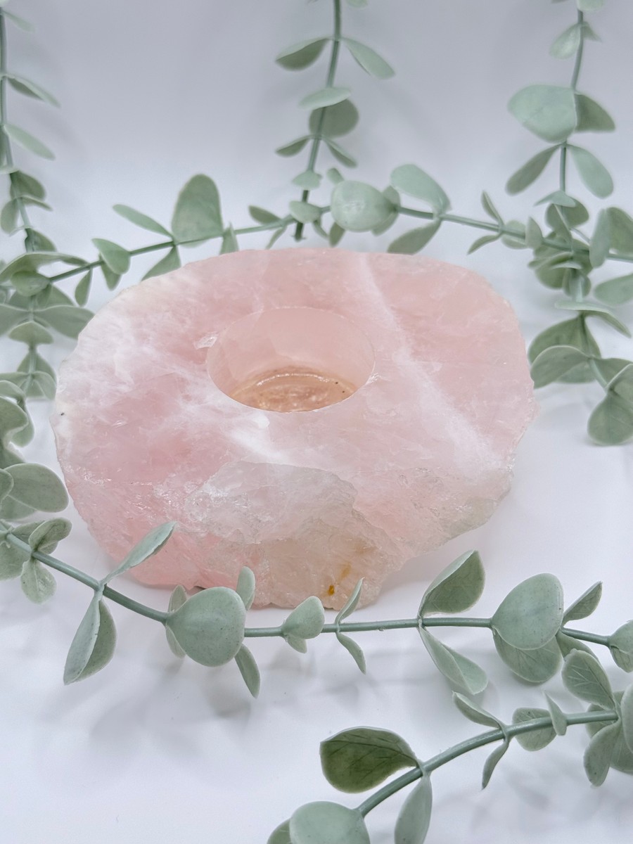 Brazilian Rose Quartz Candle Holder