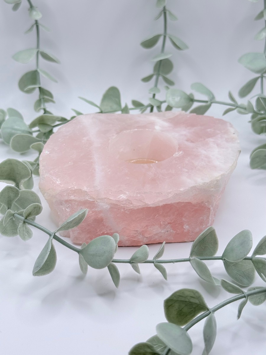 Brazilian Rose Quartz Candle Holder