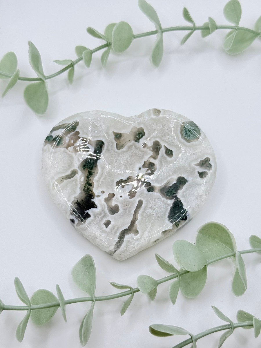 Moss Agate Heart Bowl