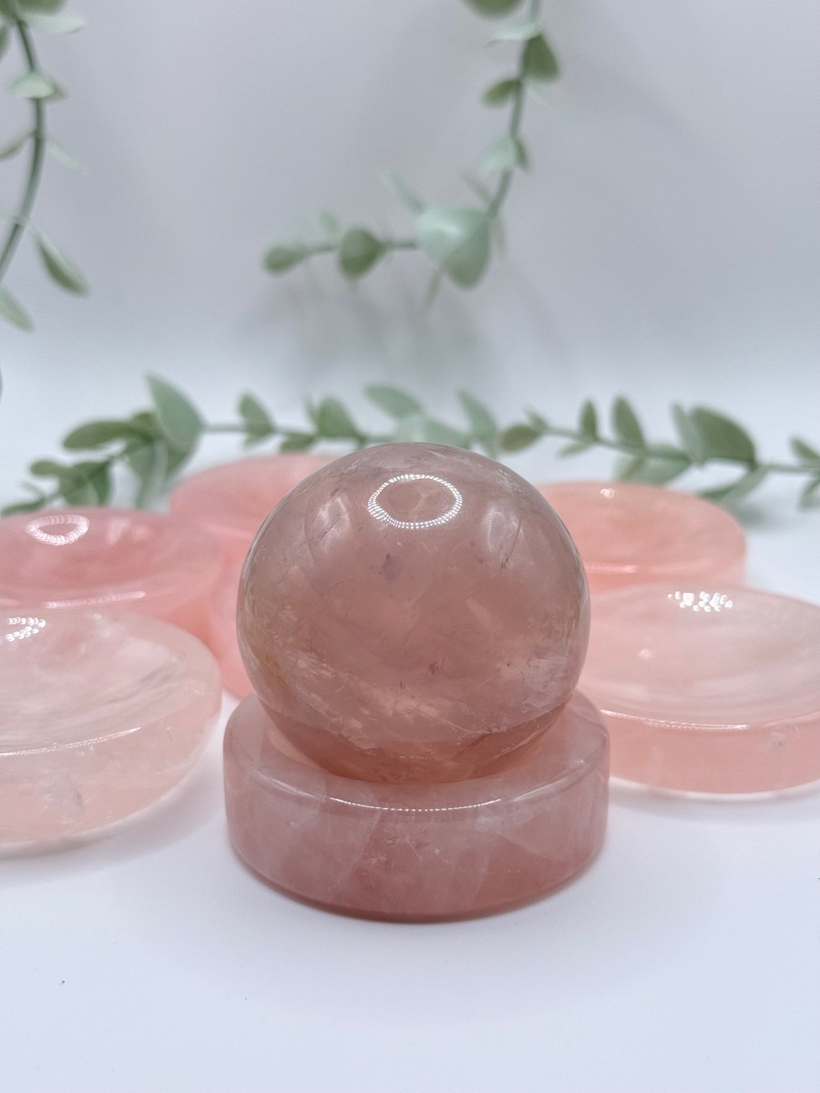 Rose Quartz Ring Dish/Sphere Stand