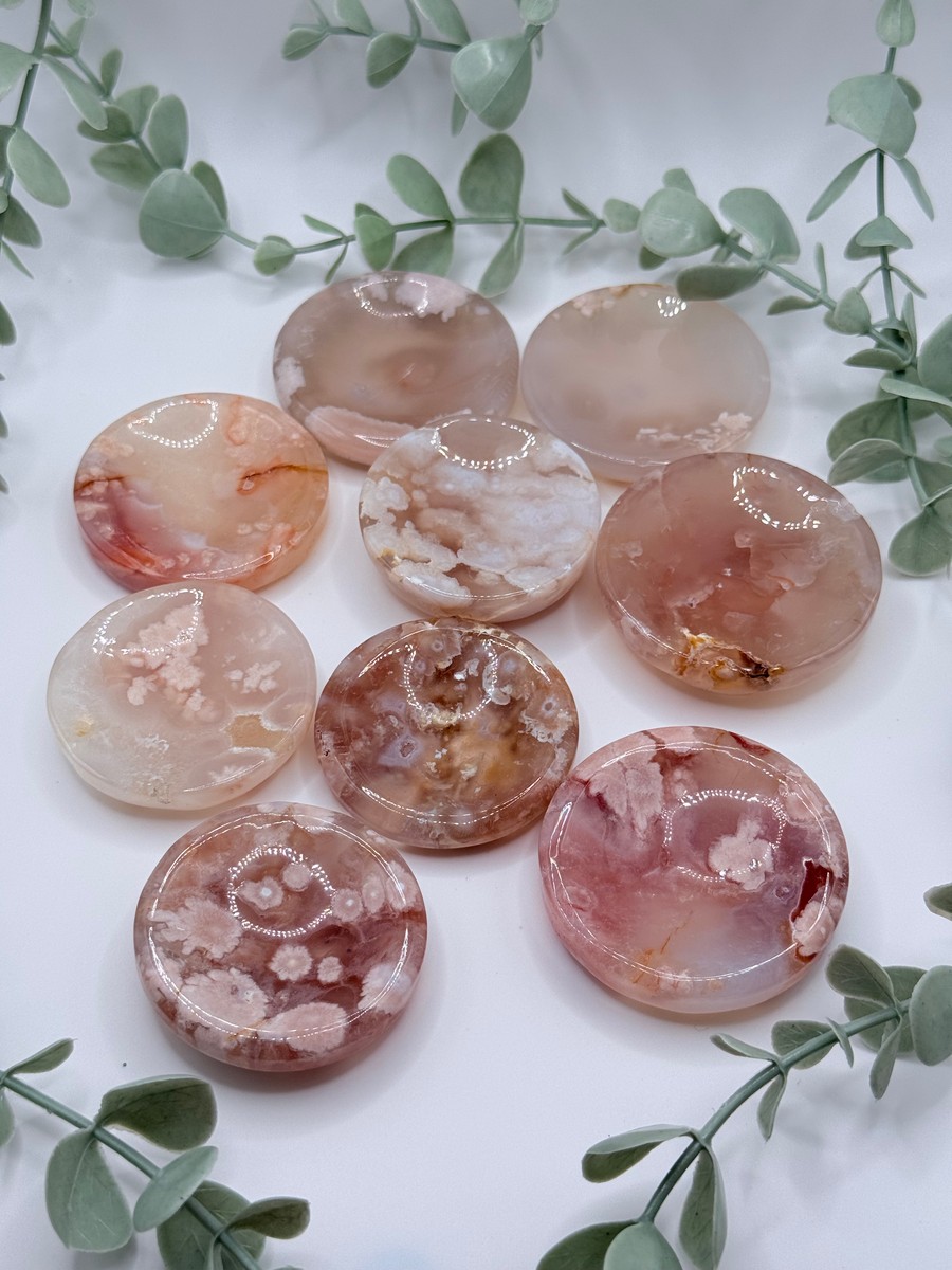 Flower Agate Ring Dish/Sphere Stand (Warm Tone)
