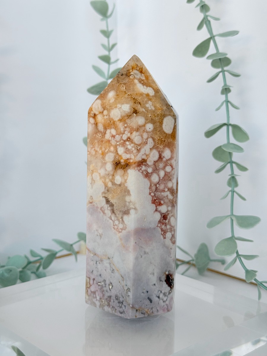 Pink Amethyst Flower Agate Tower