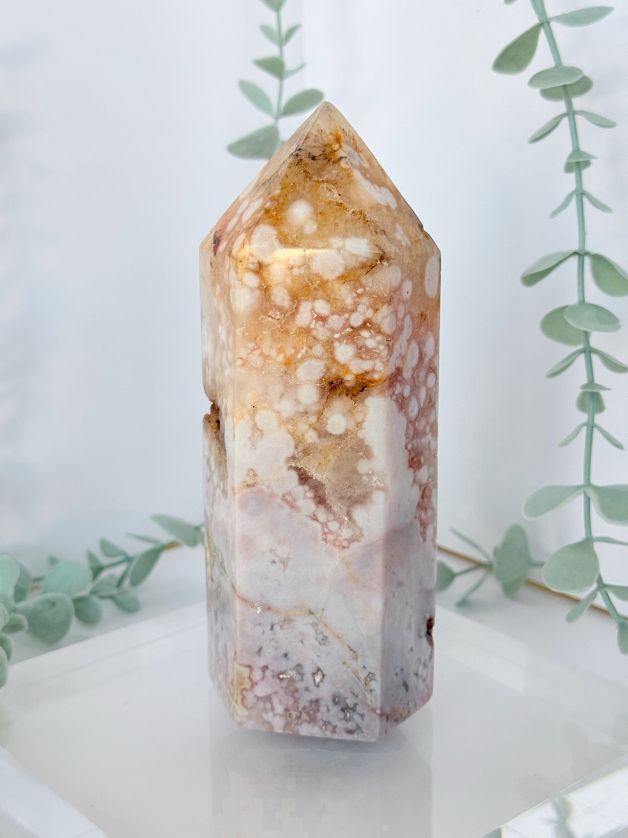 Pink Amethyst Flower Agate Tower