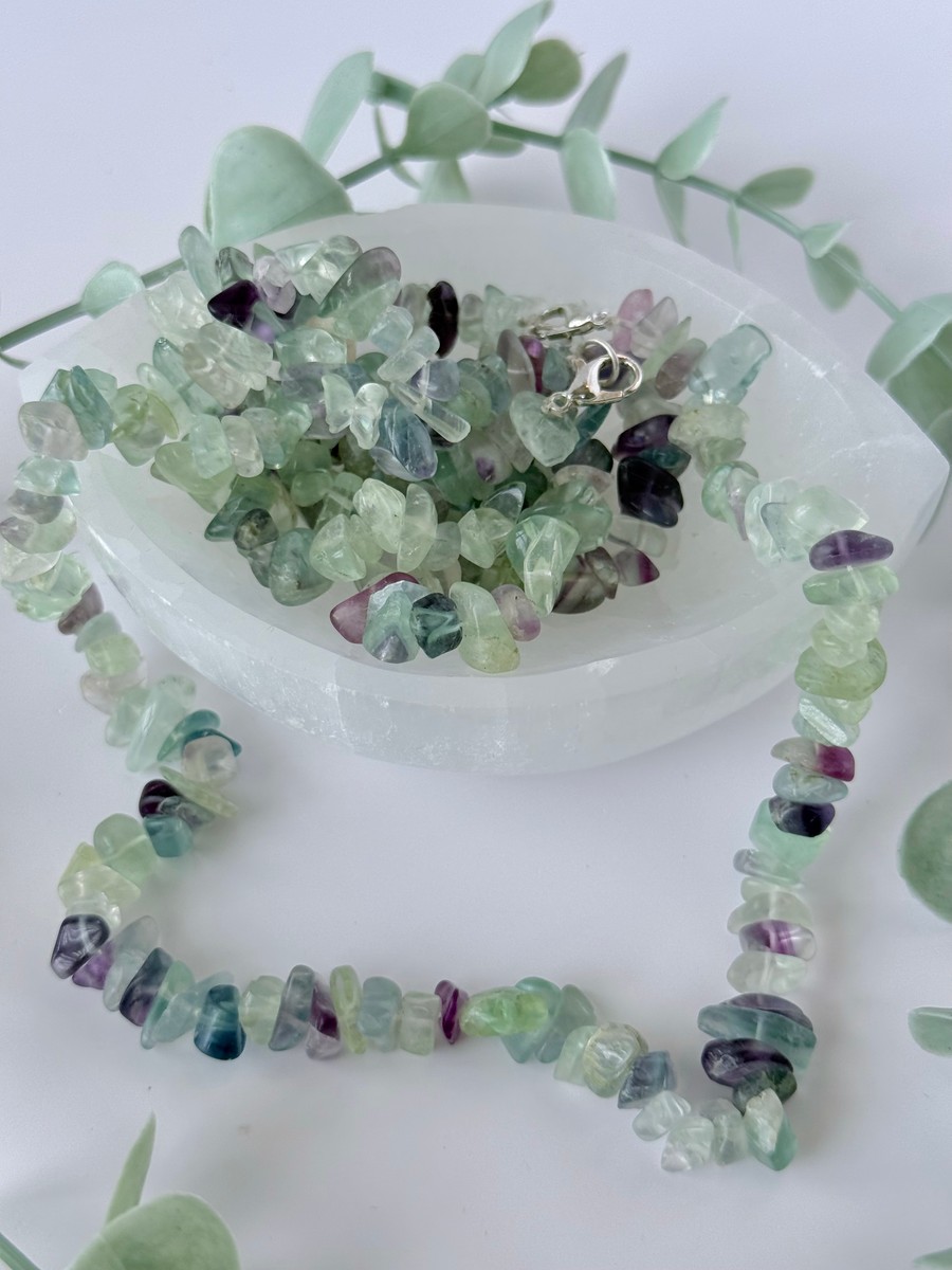 Rainbow Fluorite Chip Necklace - 18"