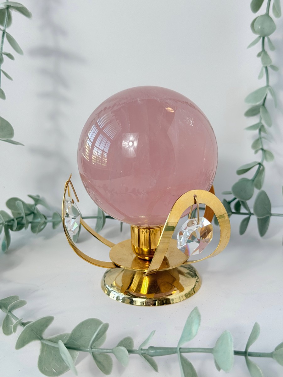 Vintage Austrian Crystal Temptations 24K Gold Plated Sphere/Candle Holder