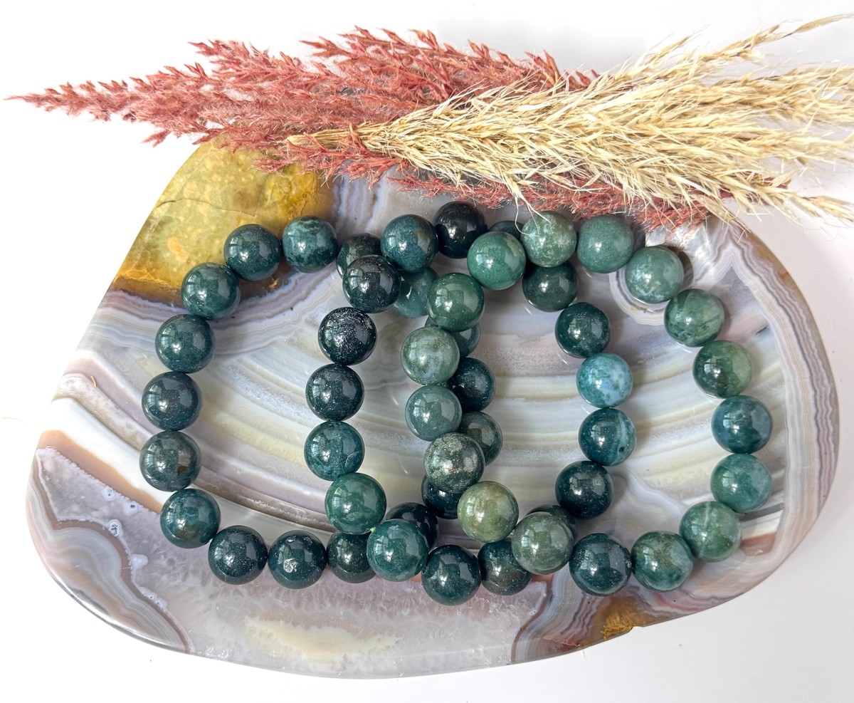 12mm Moss Agate Bracelet