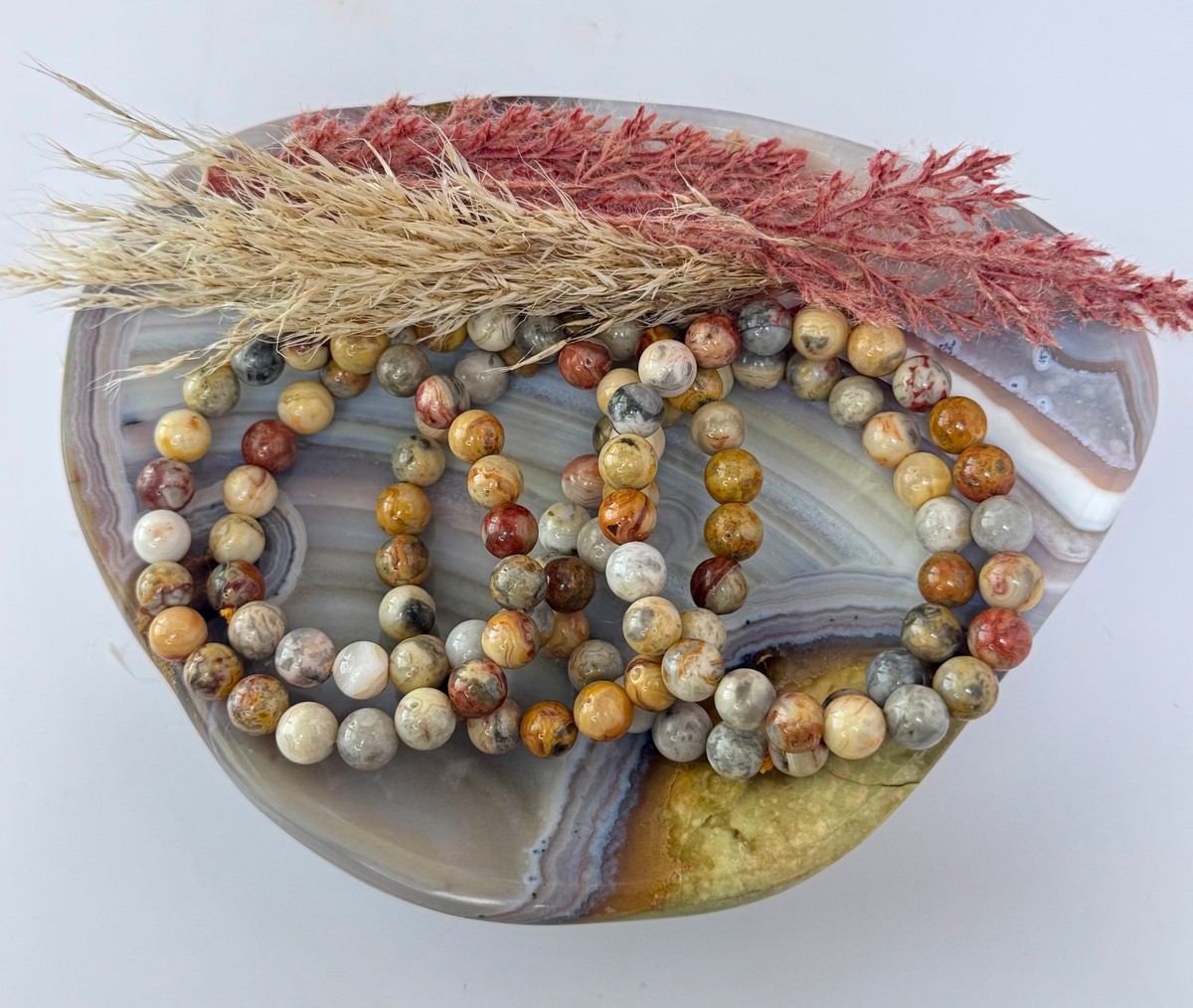 8mm Crazy Lace Agate Bracelet