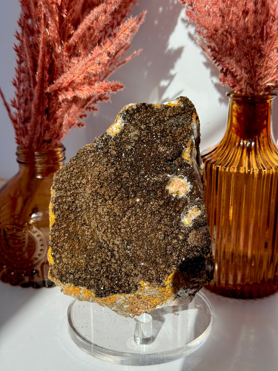 Druzy Quartz with Manganese and Goethite