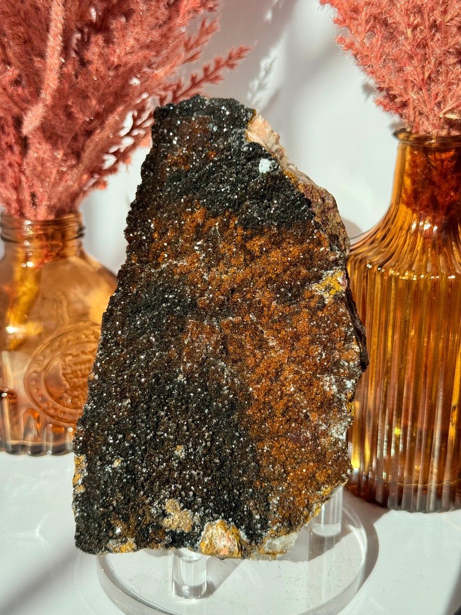 Druzy Quartz with Manganese and Goethite