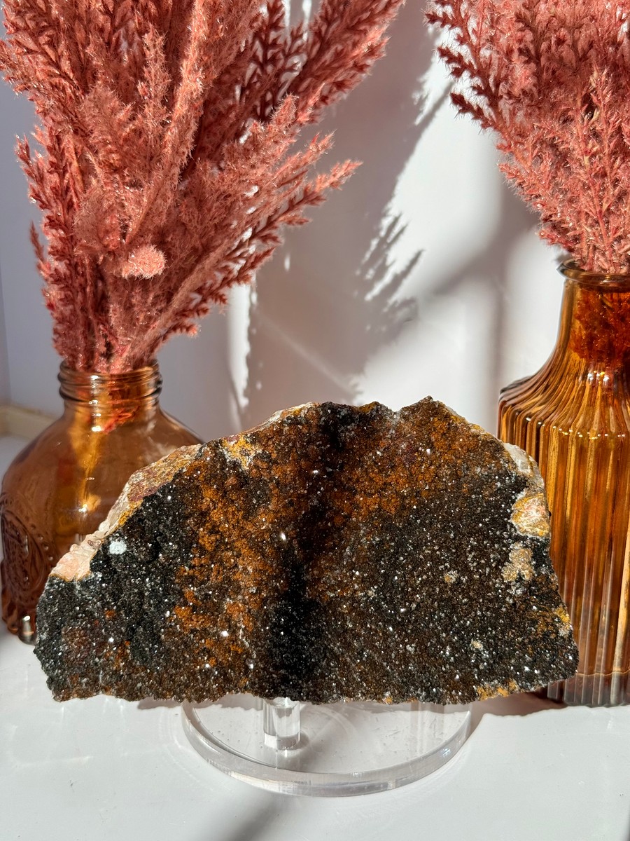 Druzy Quartz with Manganese and Goethite