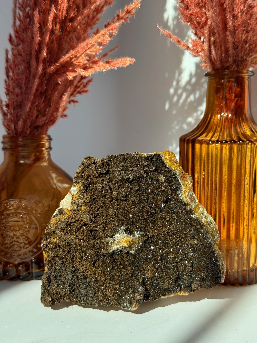Druzy Quartz with Manganese and Goethite