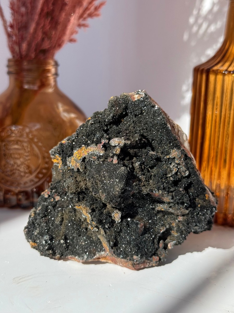 Druzy Quartz with Manganese and Goethite