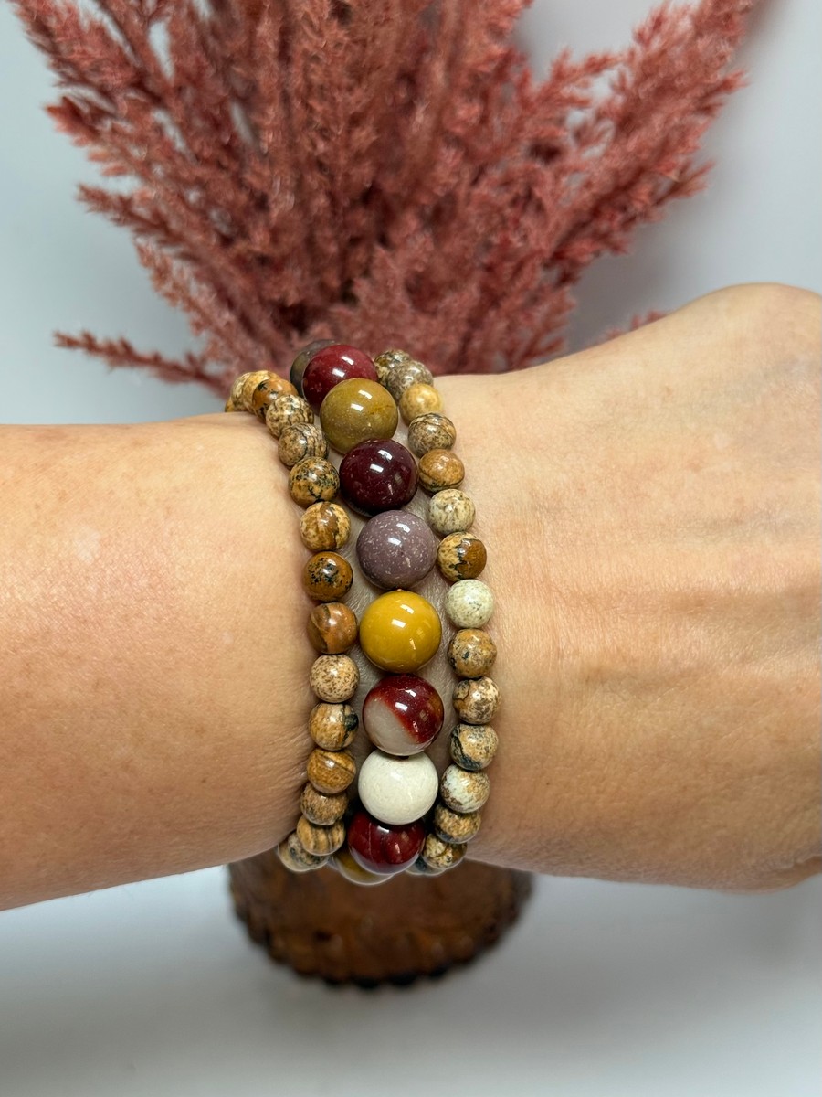 Curated Bracelet stack -  Mookaite & Picture Jasper