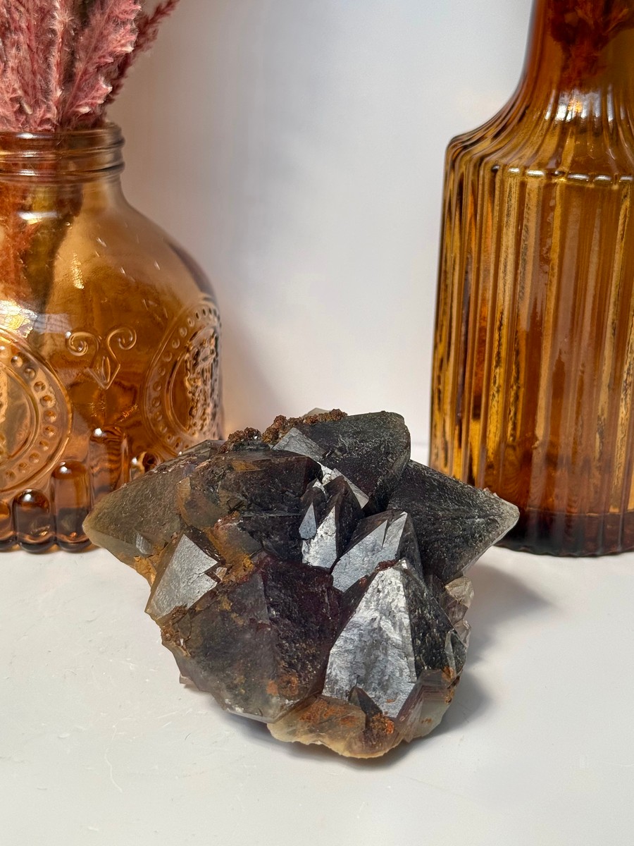 Hematite On Amethyst Cluster