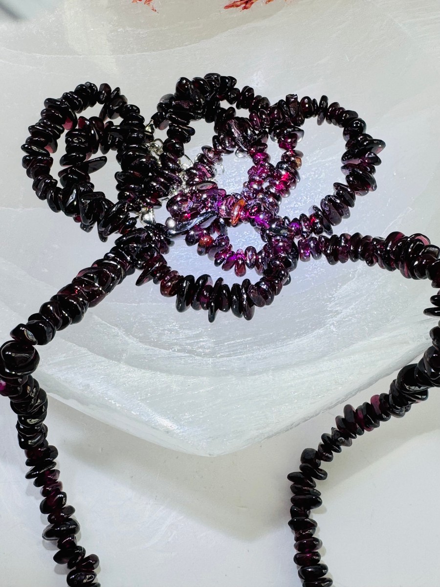 Deep Red Garnet Chip Bead Necklace