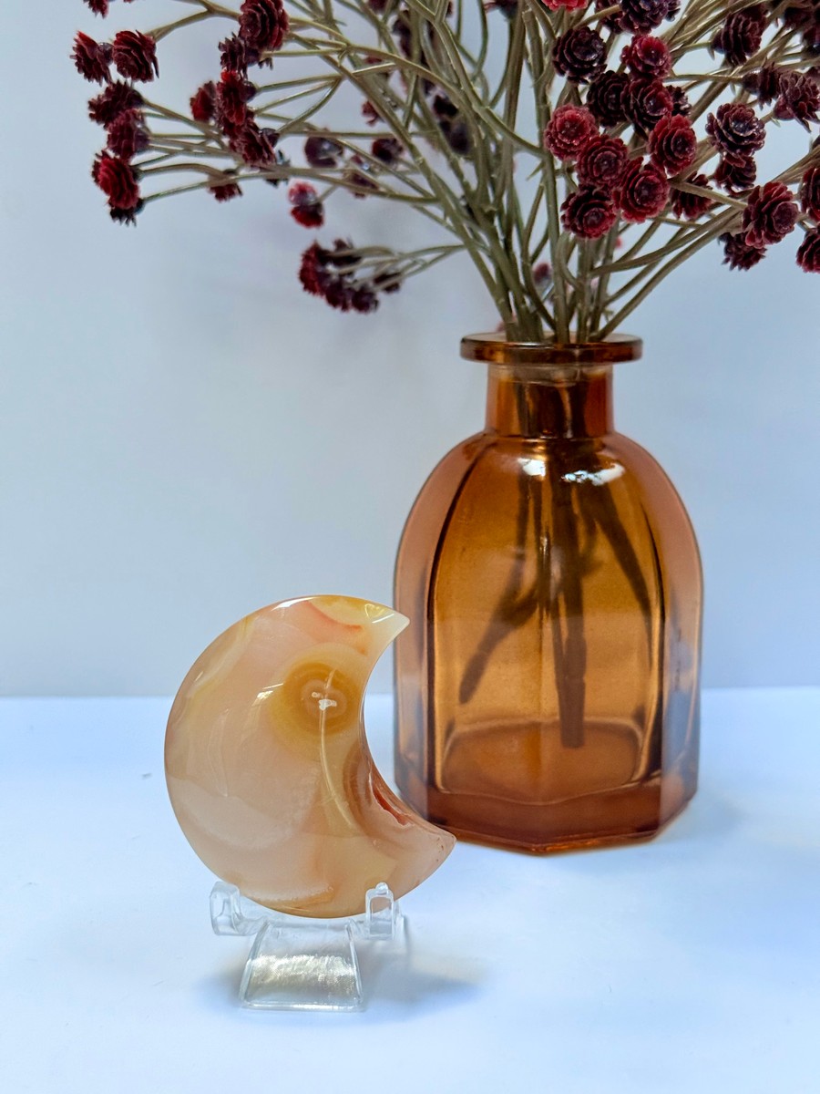 Carnelian Flower Agate Moon
