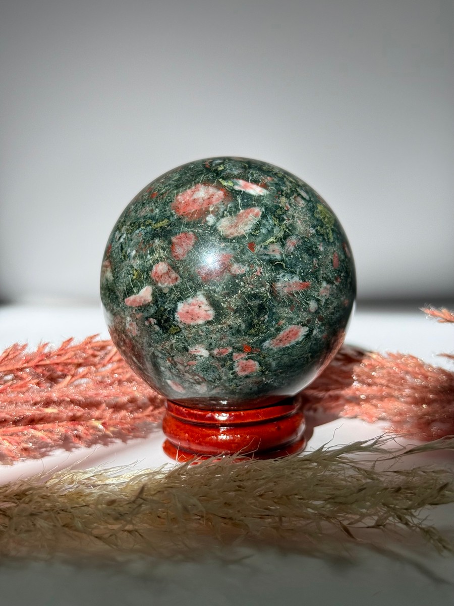 Plum Blossom Jasper Sphere