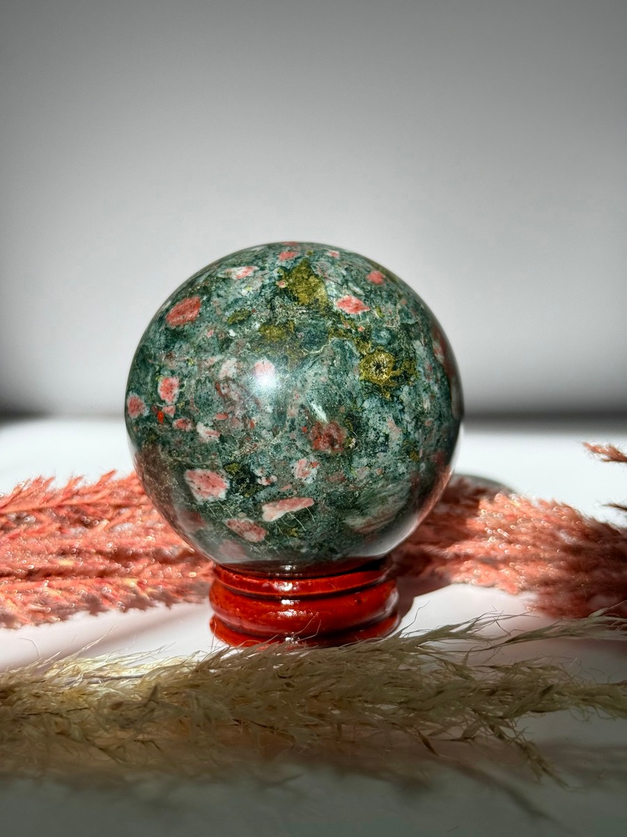Plum Blossom Jasper Sphere