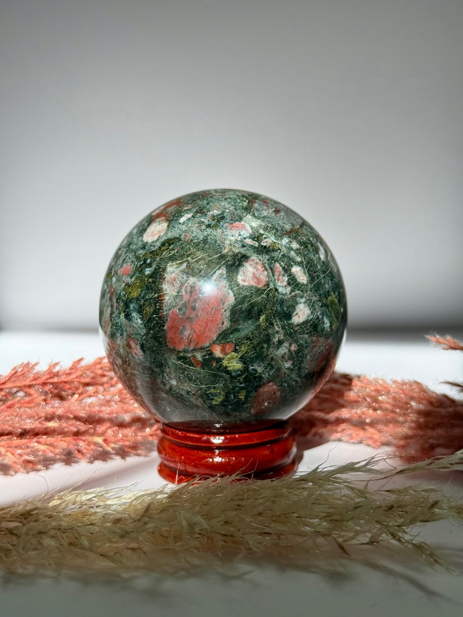 Plum Blossom Jasper Sphere