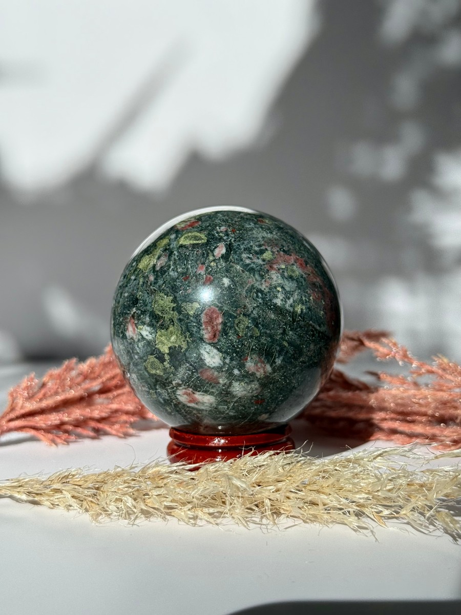 Plum Blossom Jasper Sphere
