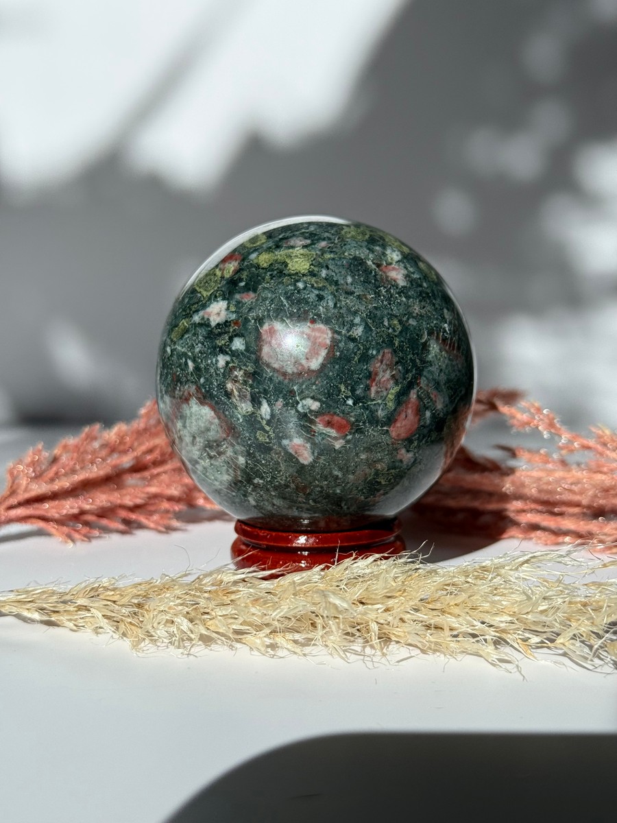 Plum Blossom Jasper Sphere