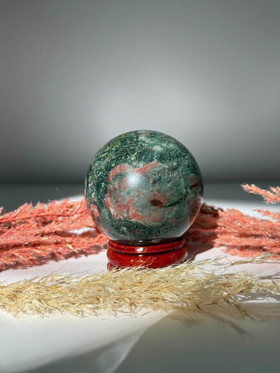 Plum Blossom Jasper Sphere
