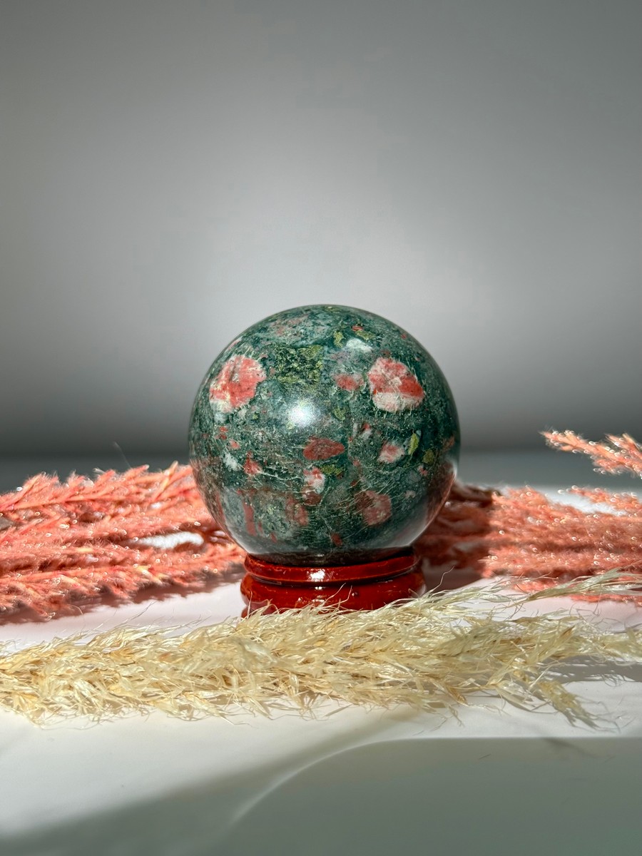 Plum Blossom Jasper Sphere