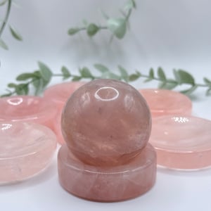 Rose Quartz Ring Dish/Sphere Stand