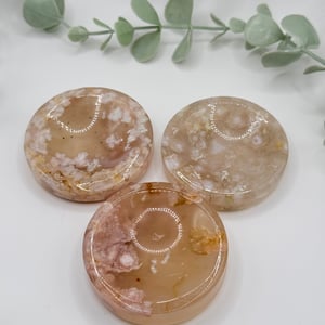 Flower Agate Ring Dish/Sphere Stand (Warm Tone)