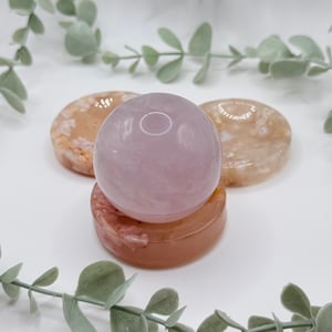 Flower Agate Ring Dish/Sphere Stand (Warm Tone)