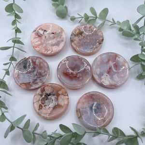 Flower Agate Ring Dish/Sphere Stand (Cool Tone)
