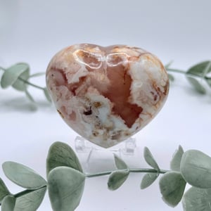 Flower Agate Puffy Heart