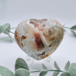 Flower Agate Puffy Heart