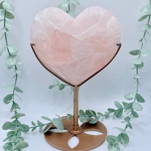 XL Rose Quartz Heart On Stand