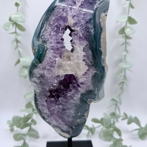 Brazilian Blue/Green Agate and Amethyst Geode