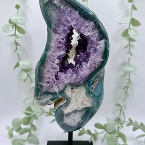 Brazilian Blue/Green Agate and Amethyst Geode