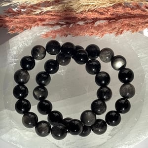 12mm Silver Sheen Obsidian Bracelet