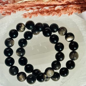 12mm Silver Sheen Obsidian Bracelet