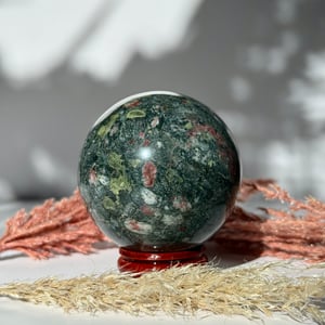 Plum Blossom Jasper Sphere