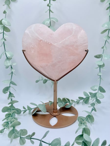 XL Rose Quartz Heart On Stand