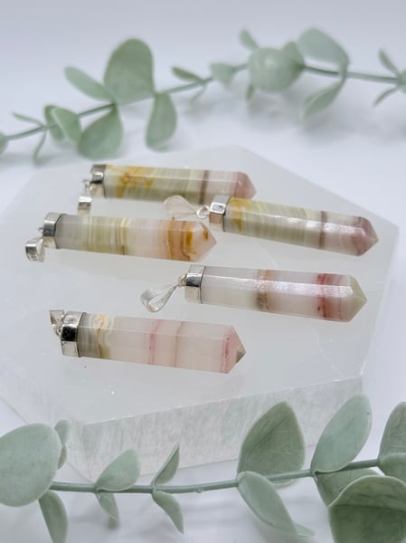 Banded Pink Calcite Pendant
