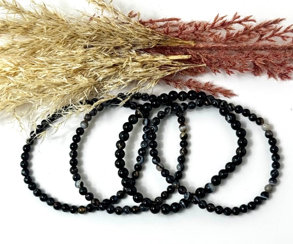 4mm Black Phantom Agate Bracelet