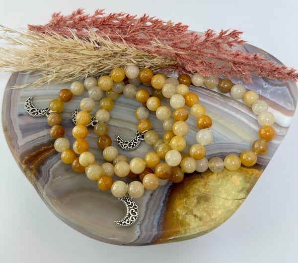 8mm Golden Healer With Moon Charm Bracelet