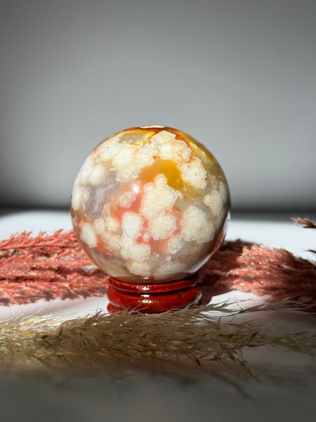 Carnelian and Flower Agate Sphere