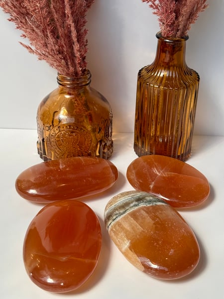 Polished Honey Calcite Palmstone