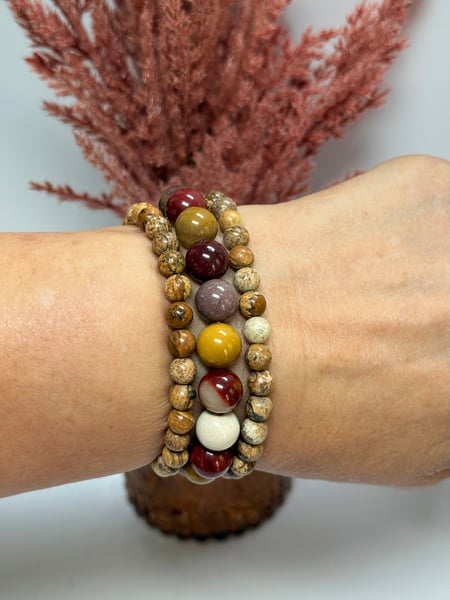 Curated Bracelet stack - Mookaite & Picture Jasper