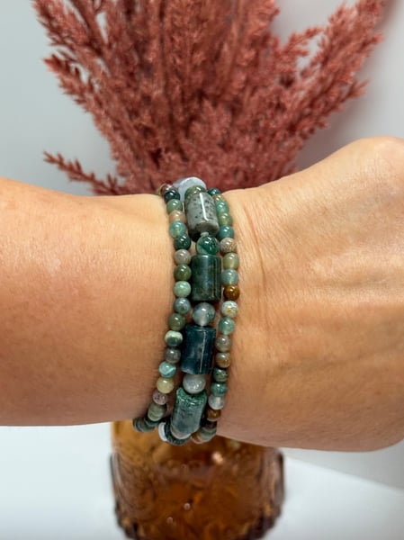Curated Bracelet stack - Sea Jasper & Moss Agate