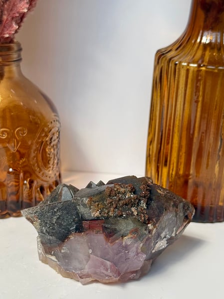 Hematite On Amethyst Cluster