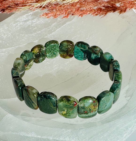 Faceted Moss Agate Bracelet