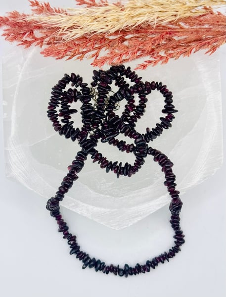 Deep Red Garnet Chip Bead Necklace